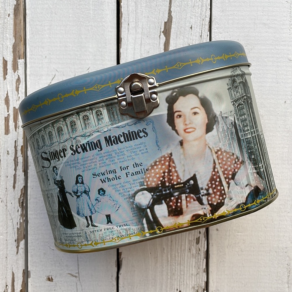 Vintage Nostalgia Tin Singer Sewing Box